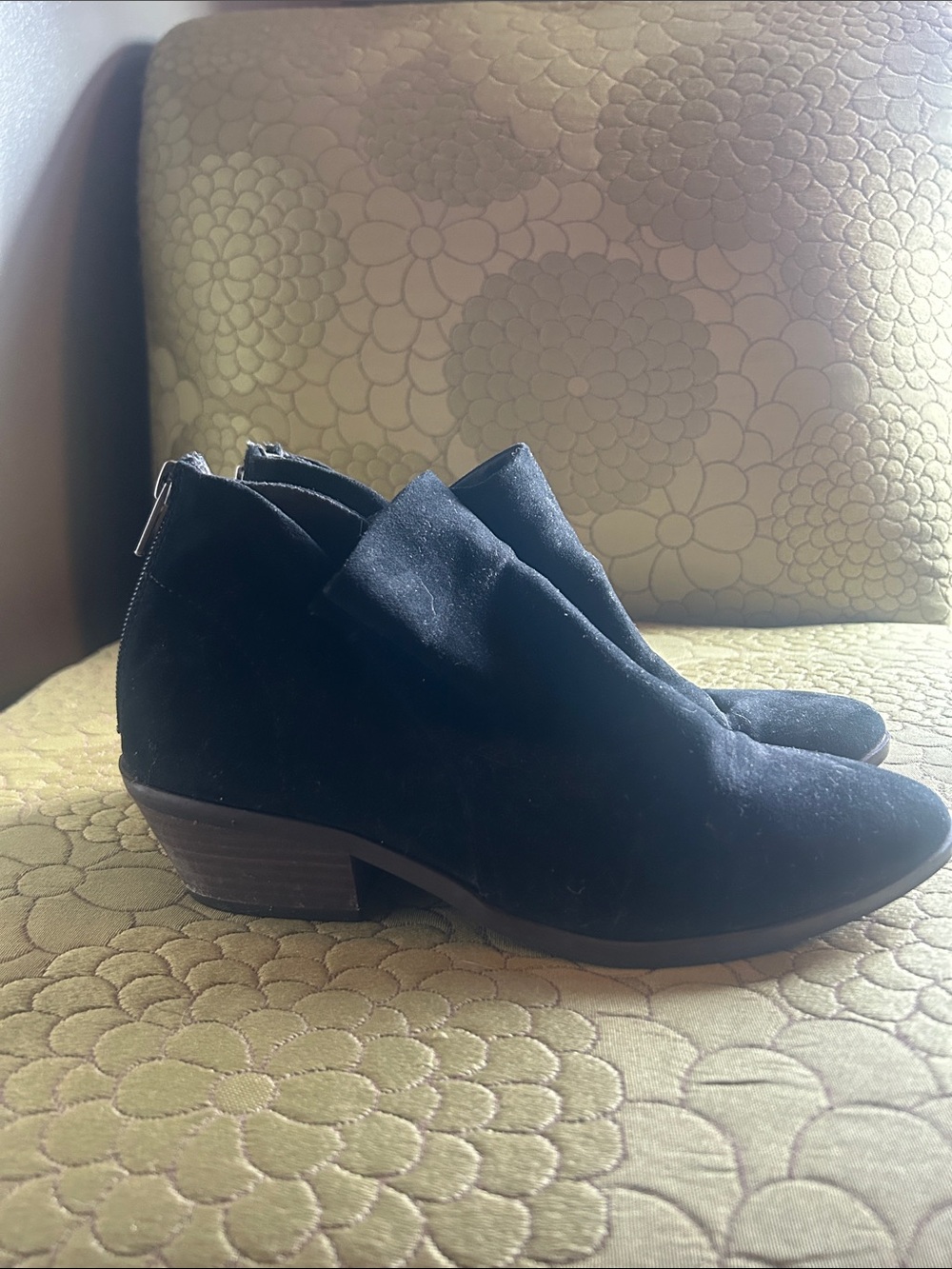 American Eagle Outfitters Black Suede Ankle Booties with Low Heel